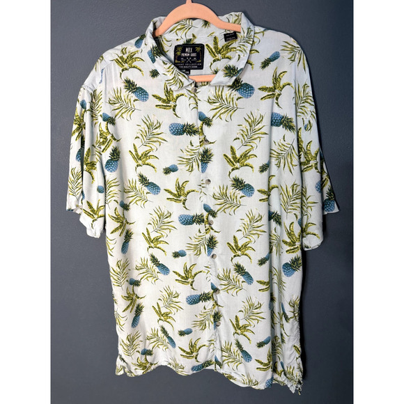 MBX Other - MBX Premium Goods Resort Collection Pineapple Button Down Shirt XXL White Yellow